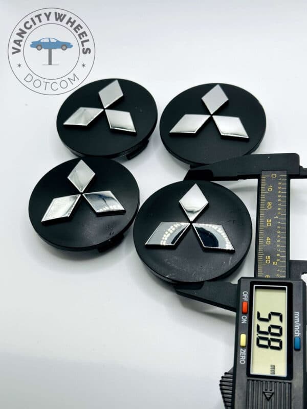 Mitsubishi Wheel Center Caps 60mm - Set of 4 Black & Chrome | MR554097 - Image 4