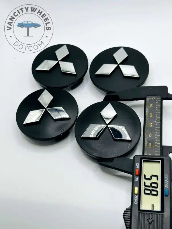 Mitsubishi Wheel Center Caps 60mm - Set of 4 Black & Chrome | MR554097 - Image 4