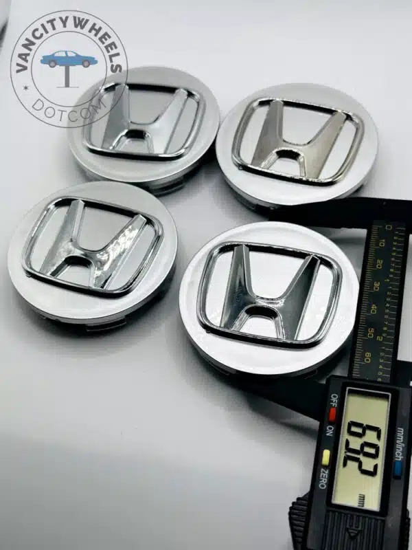 Honda Wheel Center Caps - Set of 4 Silver/Chrome 69mm - Image 4