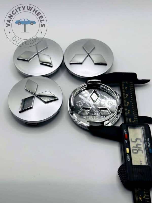 Mitsubishi Hub Center Caps - Set of 4 Silver/Chrome 60mm - Image 3