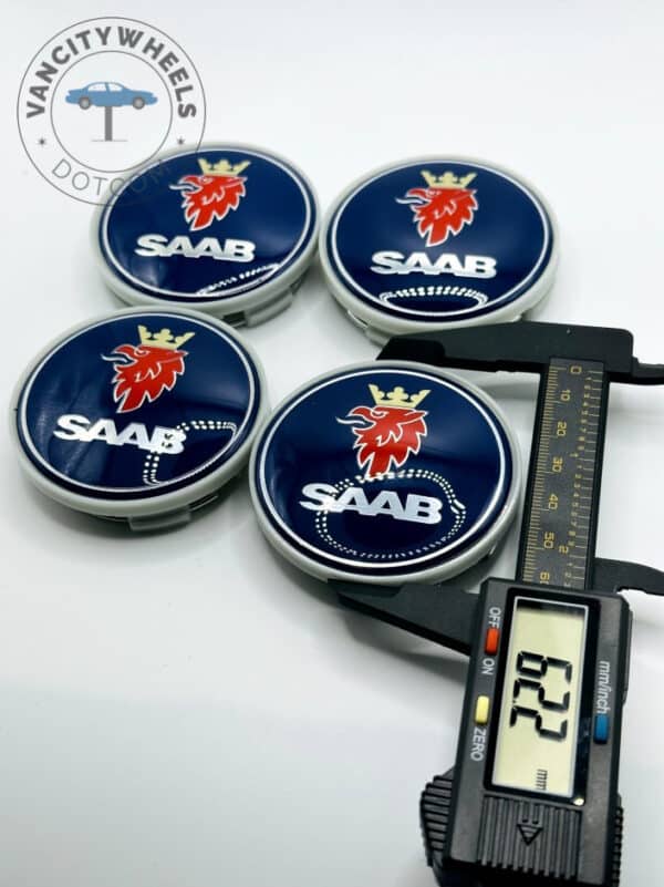 Saab Wheel Center Caps 62mm - Set of 4 Dark Blue & Silver | 12775052 - Image 4