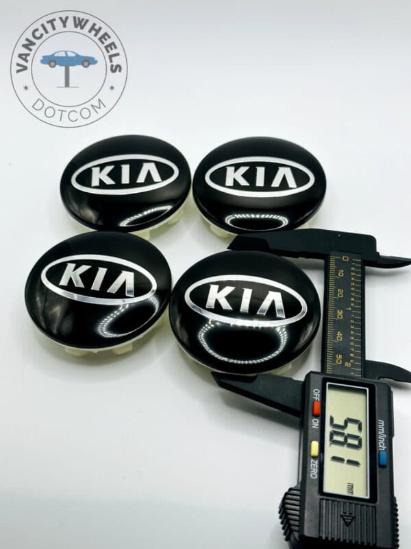 Kia 58mm Black Wheel Center Caps - 4pc Premium Set for Stinger, Optima, Forte - Image 2