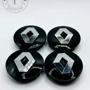 Renault 57mm Black and Silver Wheel Center Caps