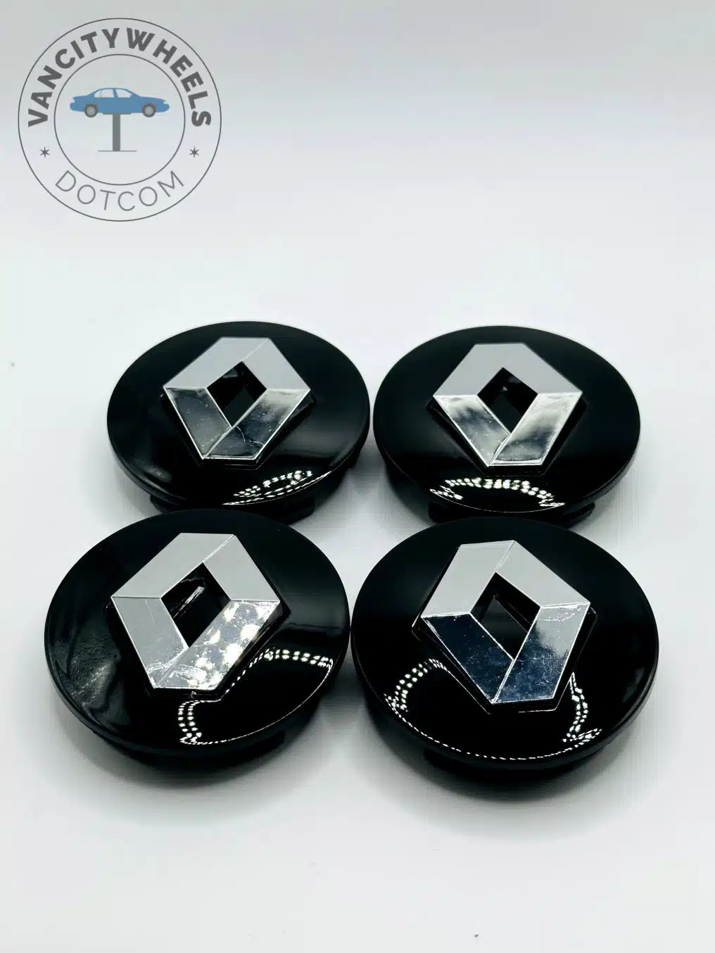 Renault 57mm Black and Silver Wheel Center Caps