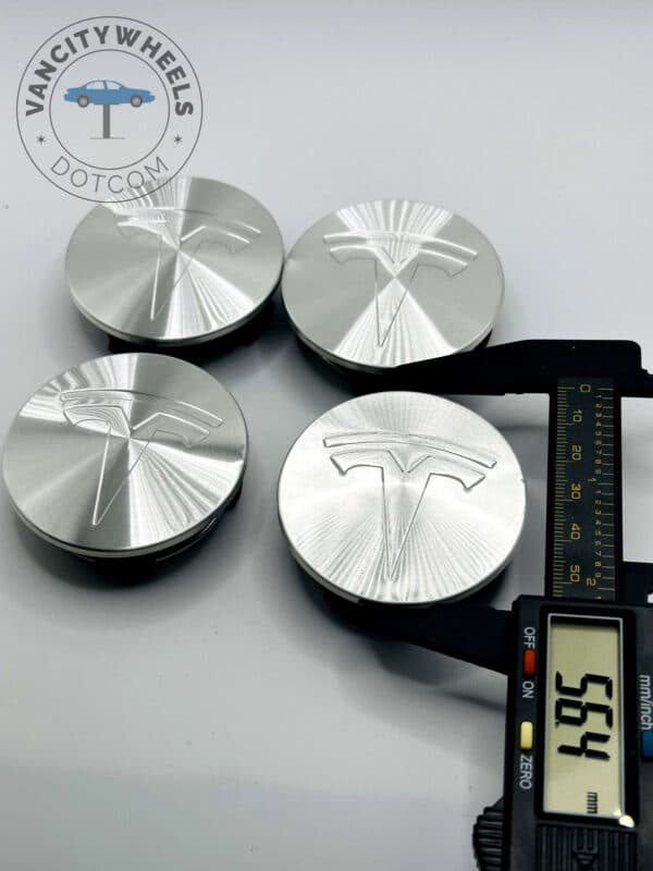 Tesla 57mm Chrome Wheel Center Caps - 4pc Set for Model 3, Y, S, X - Image 3