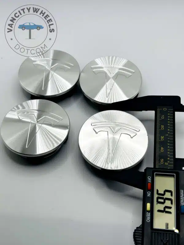 Tesla 57mm Chrome Wheel Center Caps - 4pc Set for Model 3, Y, S, X - Image 3