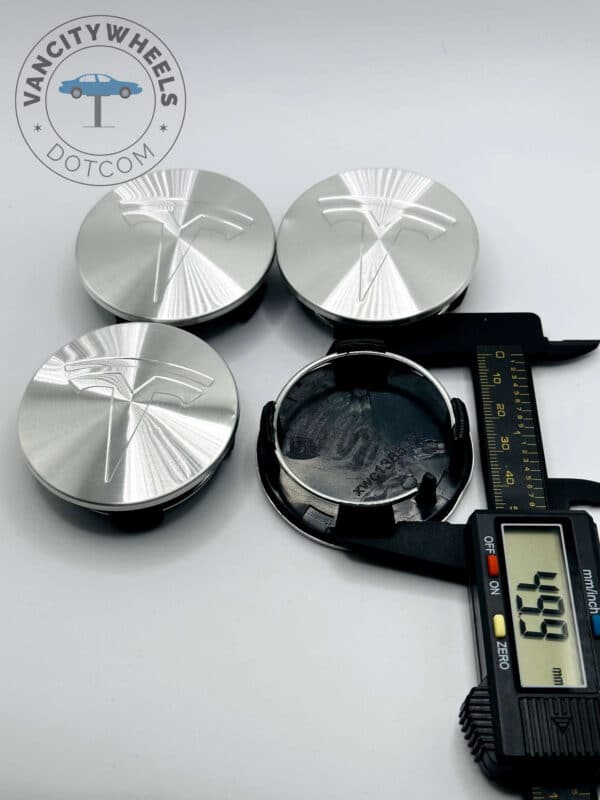 Tesla 57mm Chrome Wheel Center Caps - 4pc Set for Model 3, Y, S, X - Image 4