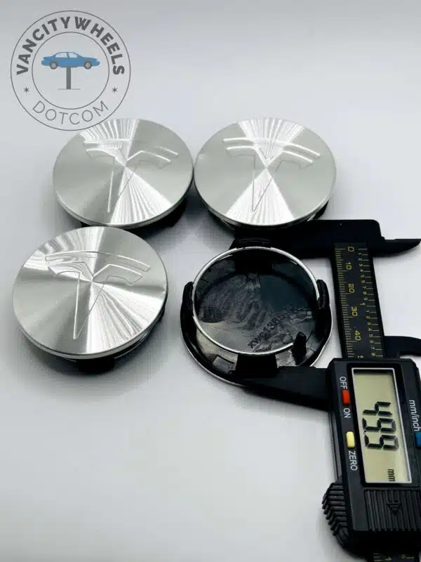 Tesla 57mm Chrome Wheel Center Caps - 4pc Set for Model 3, Y, S, X - Image 4
