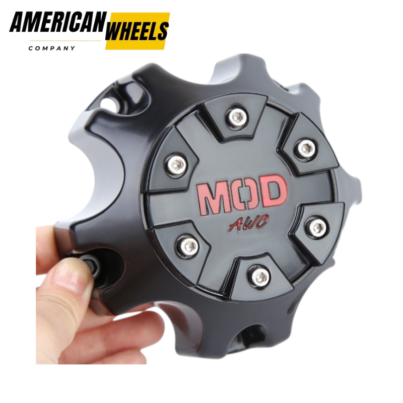 New 4pcs Set 5x114.3 Snap On Black and Red Offroad Wheel Center Caps – C-665-6/C-074-2 - Image 1