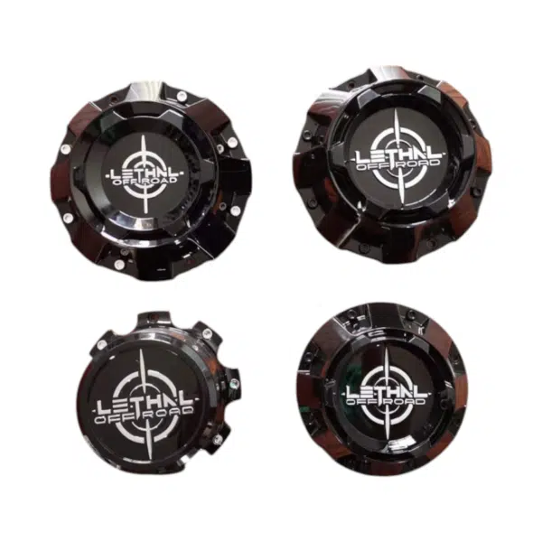 4pcs Set 182mm Snap On Lethal Offroad Black Wheel Center Caps with Chrome Logo – C-A18 - Image 5