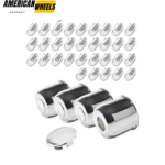 4.88in Push Through Wheel Center Hub Caps with Removable Top Caps and 9/16"-18 Lug Nuts - 20274418=[74073+12232CHx8] / [74167BK+12232MBx8]