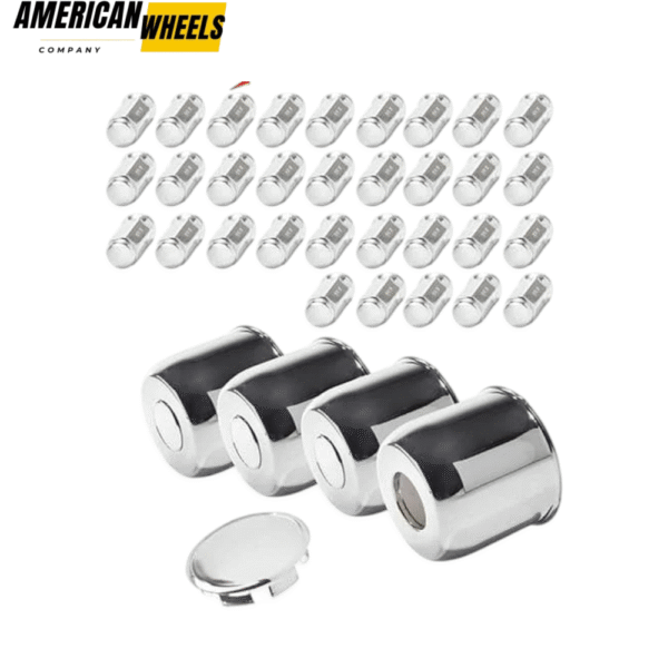 4.88in Push Through Wheel Center Hub Caps with Removable Top Caps and 9/16"-18 Lug Nuts - 20274418=[74073+12232CHx8] / [74167BK+12232MBx8] - Image 3