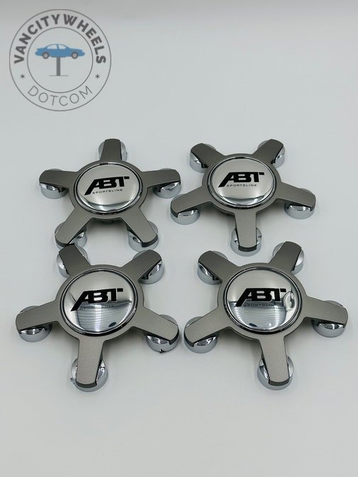 Set of 4 Grey Abt Sportsline Alloy Wheel Center Caps 135mm, Grey Center Hub Caps for Abt Sportsline 135mm