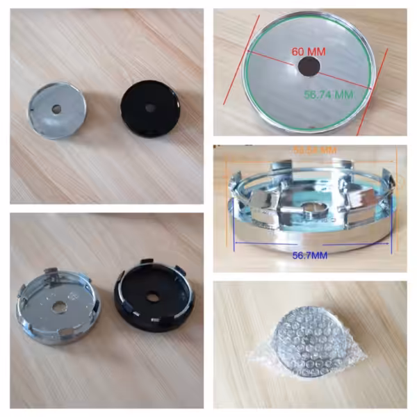 4pcs Set 60.4mm Snap On Black Chrome ABS Wheel Center Caps – C84101 - Image 4