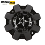 4pcs Set 208.5mm Snap On Offroad Plastic Wheel Center Caps Matte Black with Chrome Logo – C-052-3