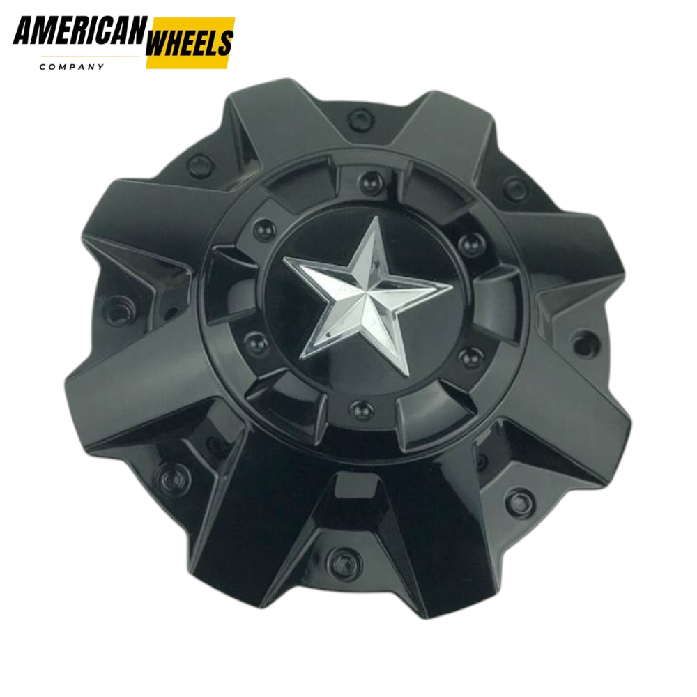 americanwheelscompany.com 4pcs Set 225mm Snap On Black Offroad Wheel Center Caps 8 Lug Star Logo – C-051-2 - Image 1