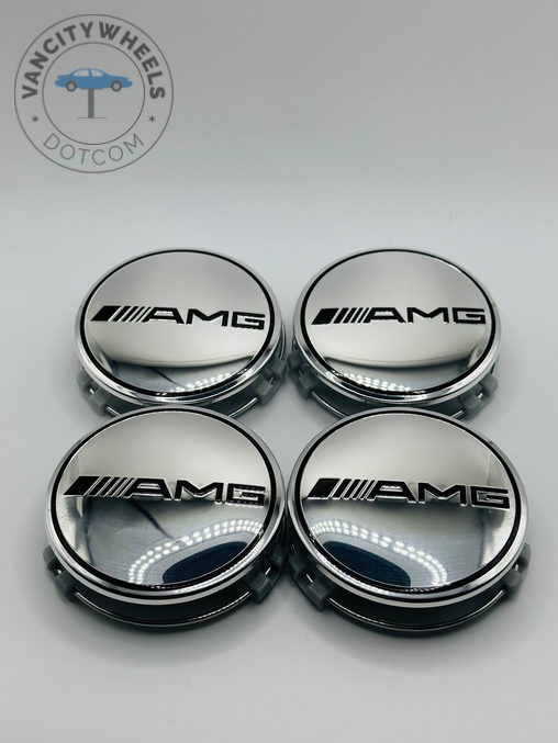 Mercedes Benz AMG 74mm Chrome Wheel Center Caps
