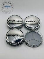 Mercedes Benz AMG 74mm Chrome Wheel Center Caps - 4pc Performance Set - Image 3