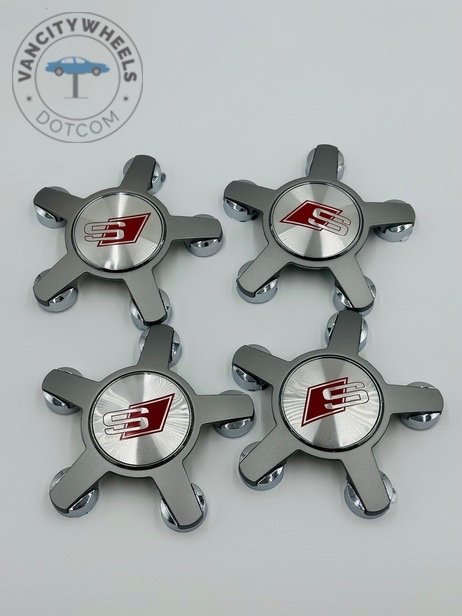 Set of 4 Grey AUDI S Line Alloy Wheel Center Caps 135mm, Grey Center Hub Caps for AUDI S Line 135mm