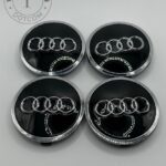 Audi 61mm Black and Chrome Wheel Center Caps