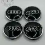 Audi 61mm Black and Chrome Wheel Center Caps