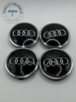 Audi 61mm Black and Chrome Wheel Center Caps