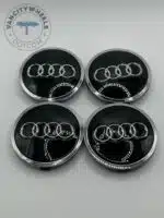 Audi 61mm Black and Chrome Wheel Center Caps