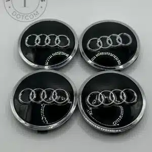 Audi 61mm Black and Chrome Wheel Center Caps