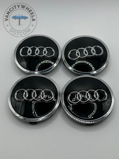 Audi 61mm Black and Chrome Wheel Center Caps