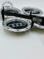 Set of 4 Black/Silver AUDI Alloy Wheel Center Caps 146mm, Grey Center Hub Caps for AUDI 146mm - Image 2