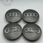 Audi 68mm Grey and Chrome Wheel Center Caps