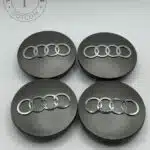Audi 68mm Grey and Chrome Wheel Center Caps