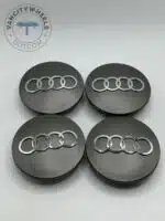 Audi 68mm Grey and Chrome Wheel Center Caps