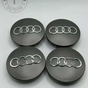 Audi 68mm Grey and Chrome Wheel Center Caps