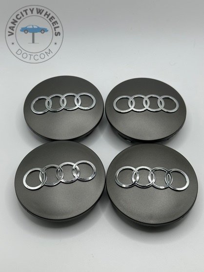 Audi 68mm Grey and Chrome Wheel Center Caps