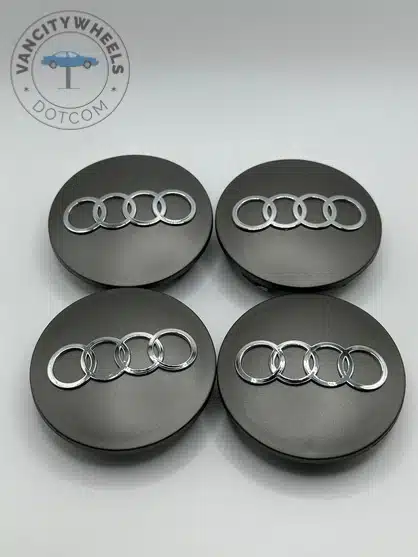 Audi 68mm Grey and Chrome Wheel Center Caps Audi 68mm Grey and Chrome Wheel Center Caps