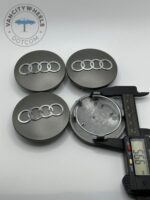 Audi 68mm Grey & Chrome Wheel Center Caps - 4pc Set 8D0601170 - Image 4
