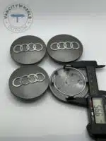 Audi 68mm Grey & Chrome Wheel Center Caps - 4pc Set 8D0601170 - Image 4