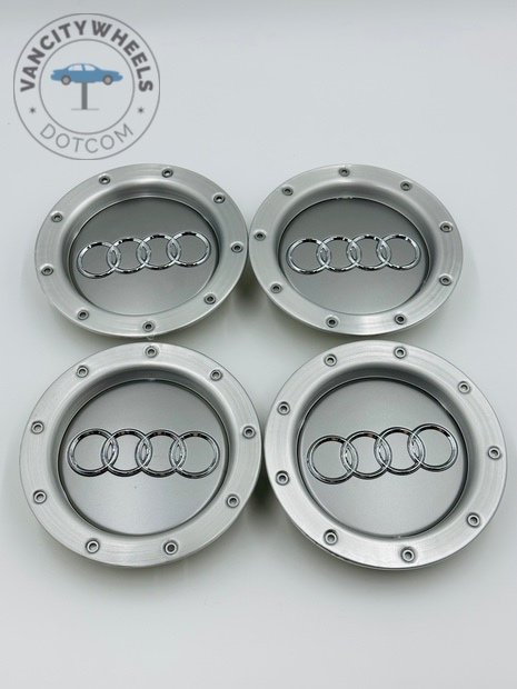 Set of 4 Silver AUDI Alloy Wheel Center Caps 146mm, Silver Center Hub Caps for AUDI 146mm