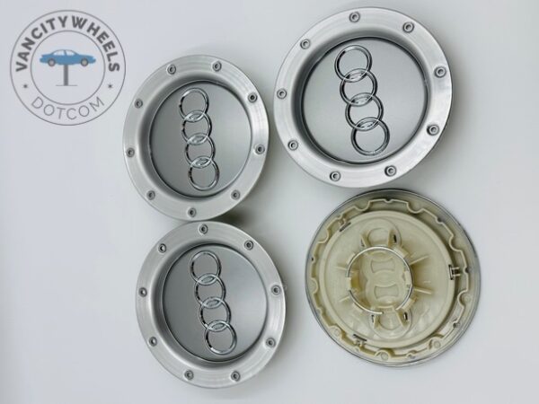 Set of 4 Silver AUDI Alloy Wheel Center Caps 146mm, Silver Center Hub Caps for AUDI 146mm - Image 4