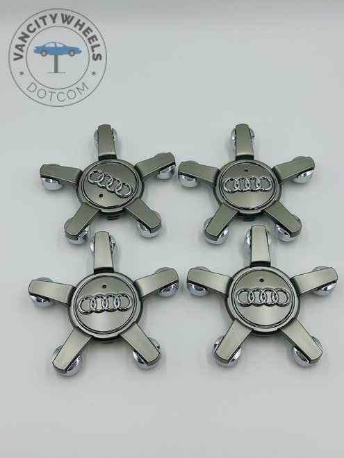 Set of 4 Grey AUDI Alloy Wheel Center Caps 150mm, Grey Center Hub Caps for AUDI 150mm