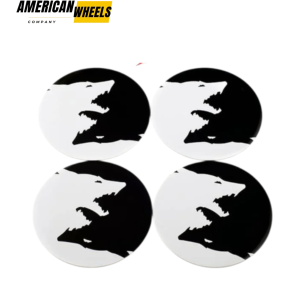 Wheel Center Cap Aluminum Stickers with Black and White Wolves for Decoration Rim 61mm 4pc - 20270008