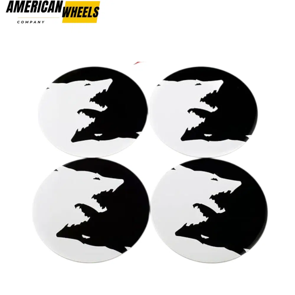 b59a4512-a390-49ba-ae3a-8bcca2a637ba Wheel Center Cap Aluminum Stickers with Black and White Wolves for Decoration Rim 61mm 4pc - 20270008 - Image 1