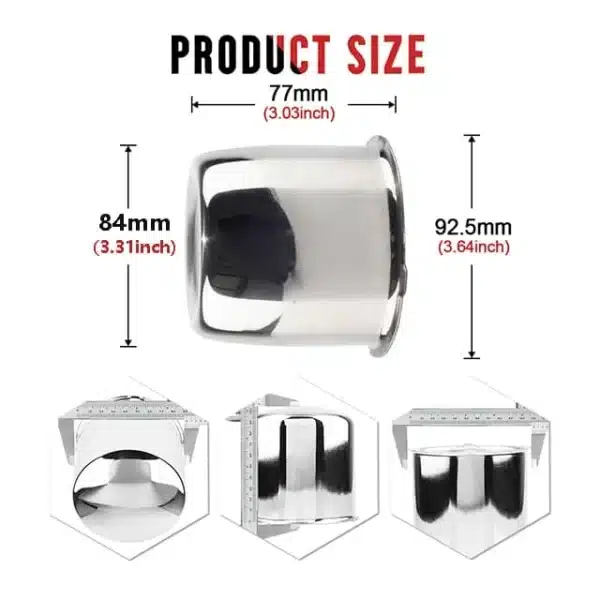 3.31in Stainless Push-Through Aftermarket Center Caps for 3.31in Trailer Bore 2.83in Tall - 20274305CH - Image 5