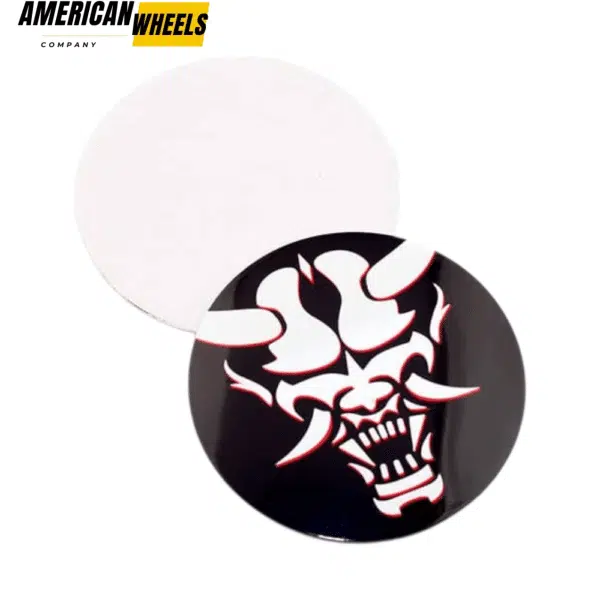 68mm Wheel Center Rim Cap Aluminum Stickers with Curved Japanese Style Mask Pattern 4pcs - 20270009 - Image 4