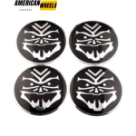 64mm Wheel Center Cap Aluminum Decals Auto Stickers with Silver-Black Skull Mask 4pcs - 20270007
