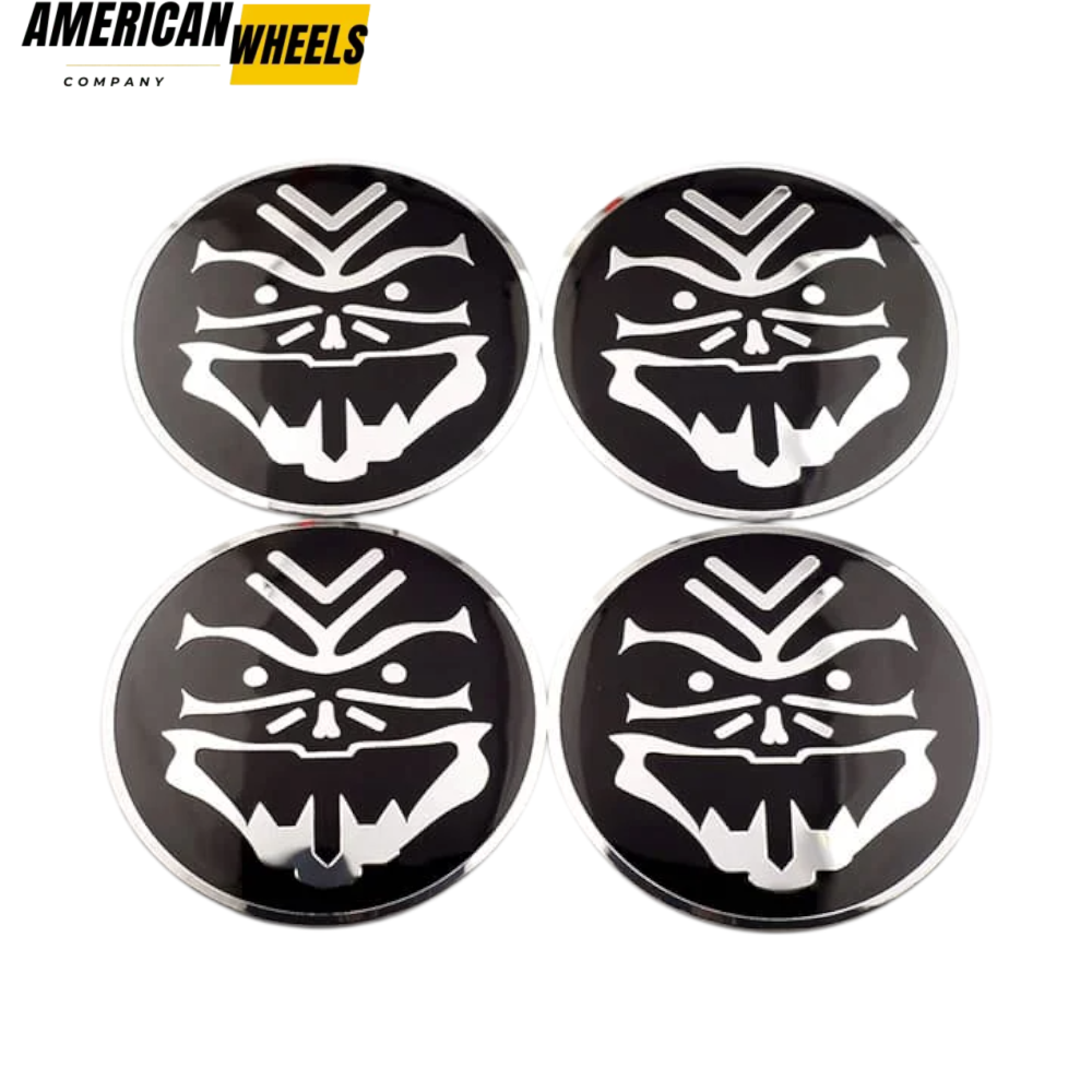 baf3ddf5-e35f-4315-bcd4-38ea0d0492ee 64mm Wheel Center Cap Aluminum Decals Auto Stickers with Silver-Black Skull Mask 4pcs - 20270007 - Image 1
