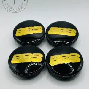 BBS 65mm Black and Gold Wheel Center Caps