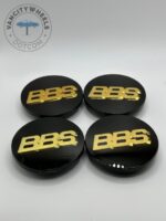 BBS 69mm Black and Gold Wheel Center Caps