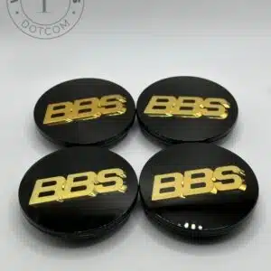 BBS 69mm Black and Gold Wheel Center Caps